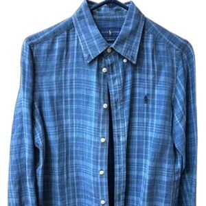 RL denim checked button-up